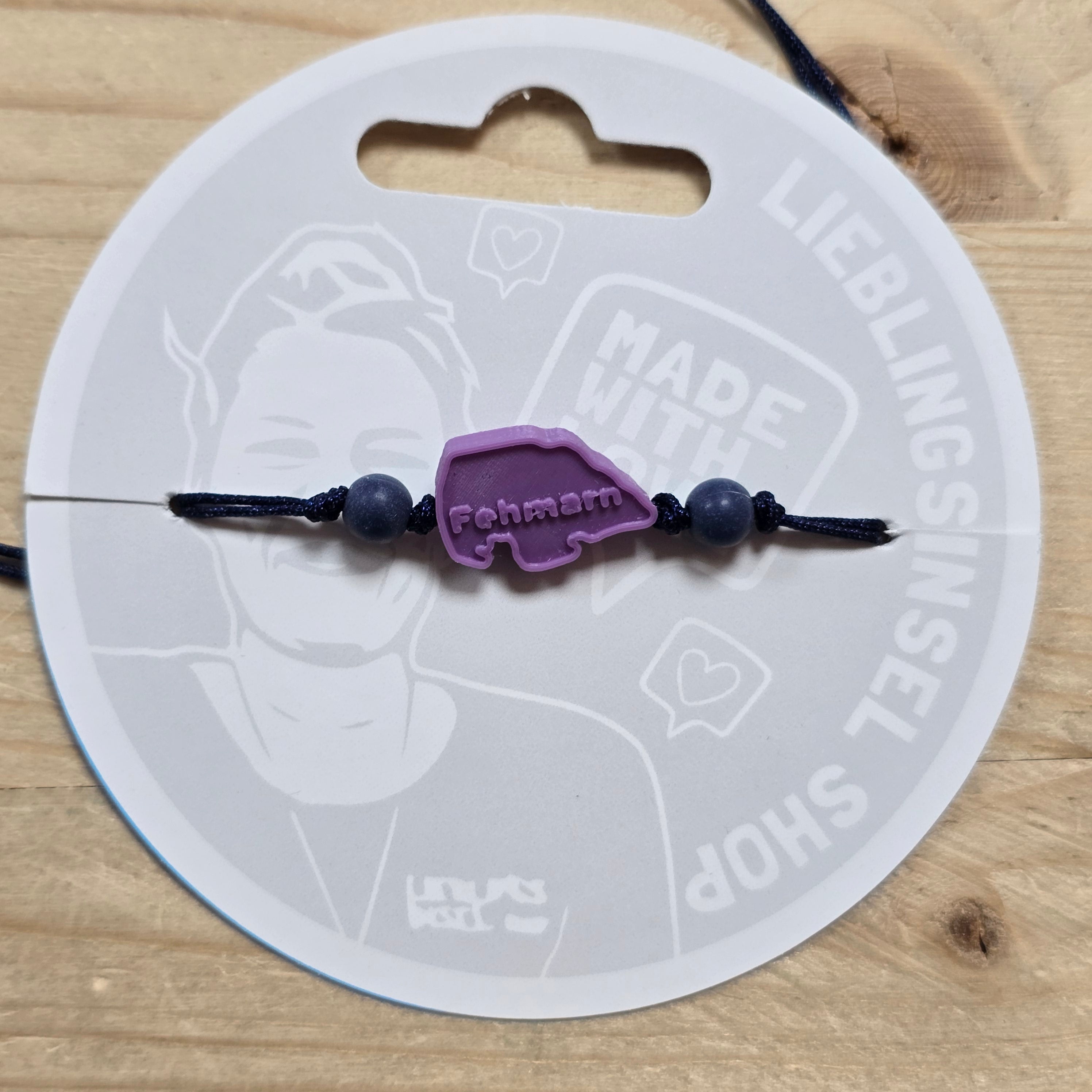 3d-Armband Insel mit Schrift Fehmarn | flieder I