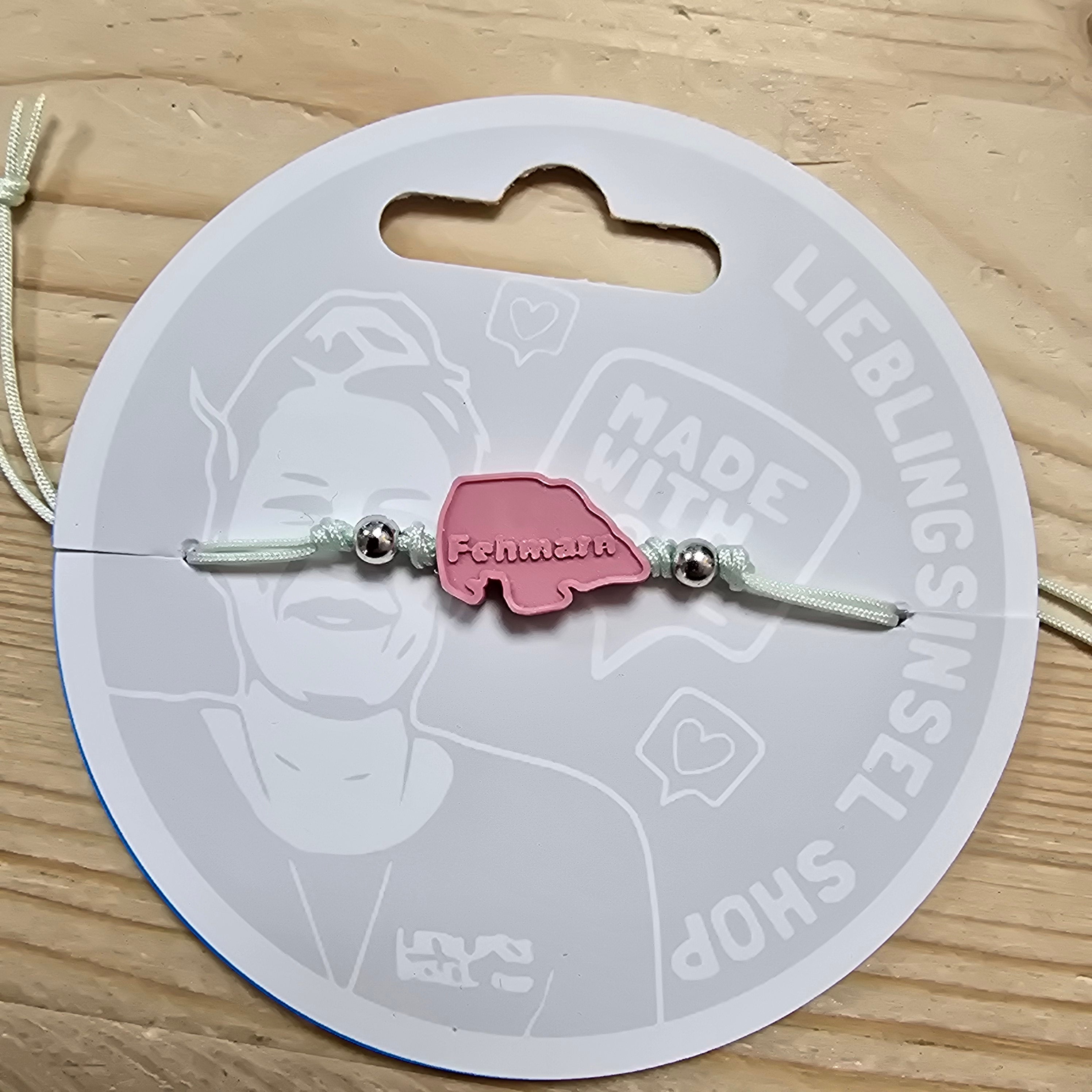 3d-Armband Insel mit Schrift Fehmarn | rosa I