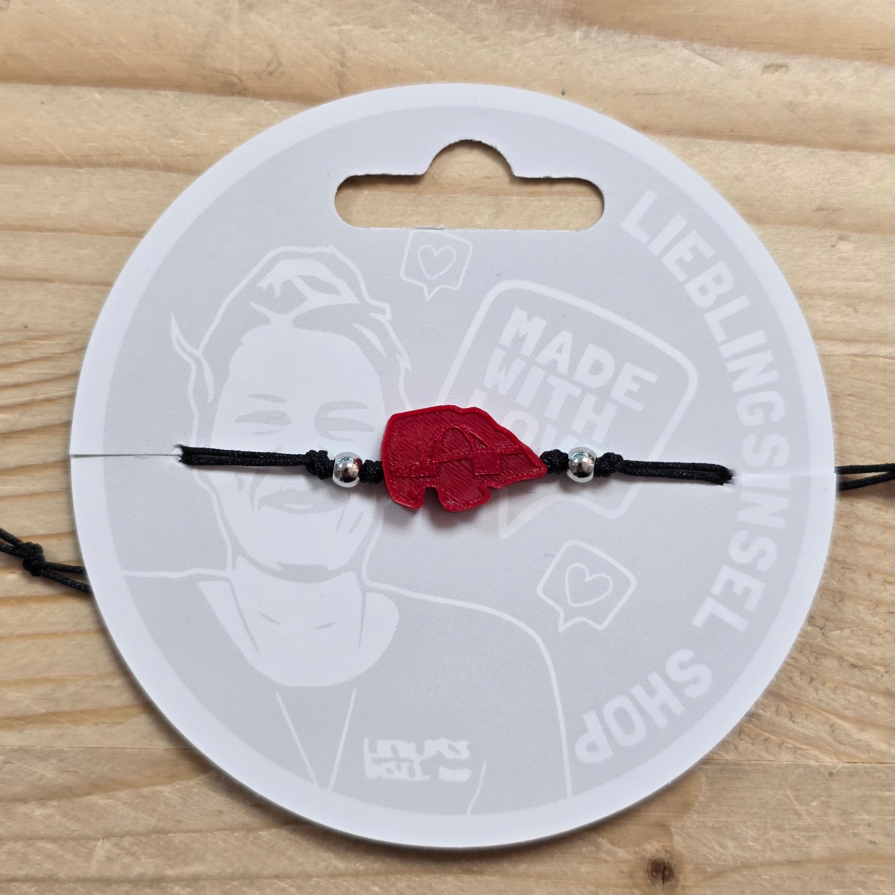 3d-Armband Insel mit Fehmarnsundbrücke | dunkelrot