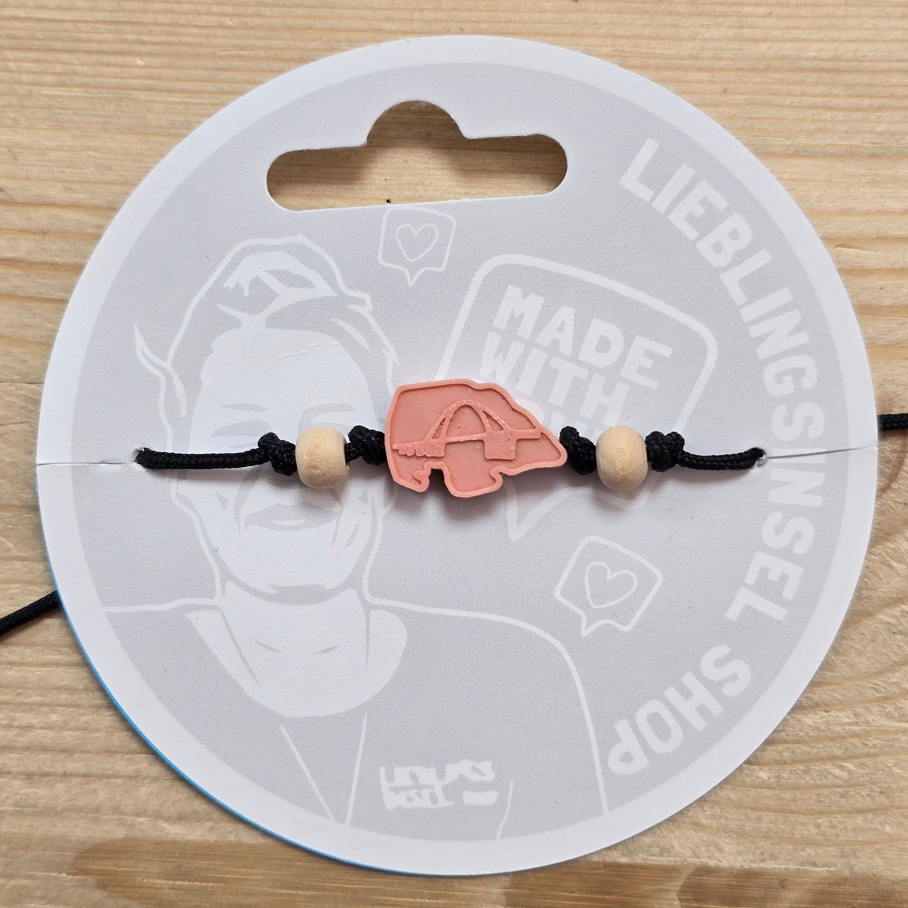 3d-Armband Insel mit Fehmarnsundbrücke | rosa II