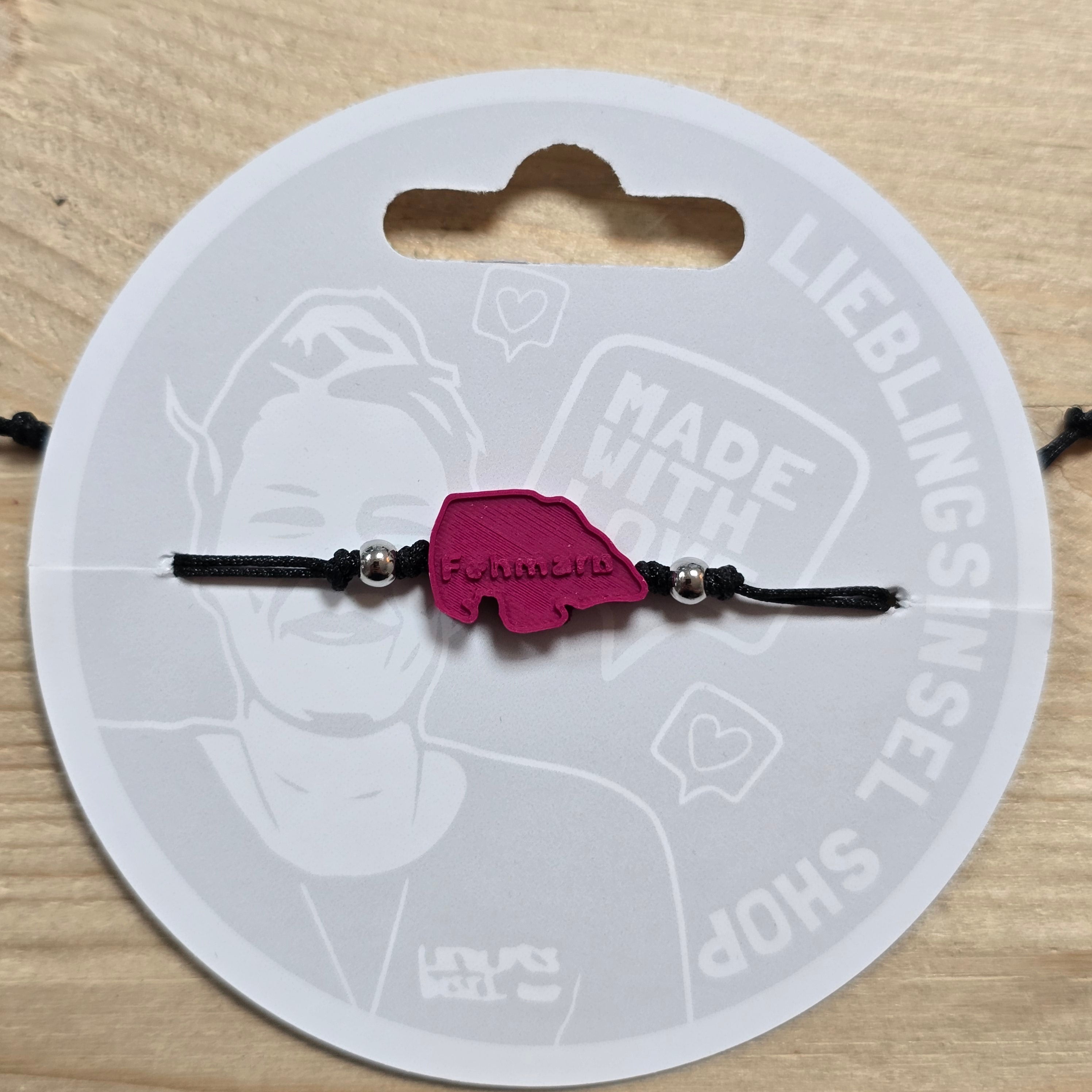 3d-Armband Insel mit Schrift Fehmarn | pflaume