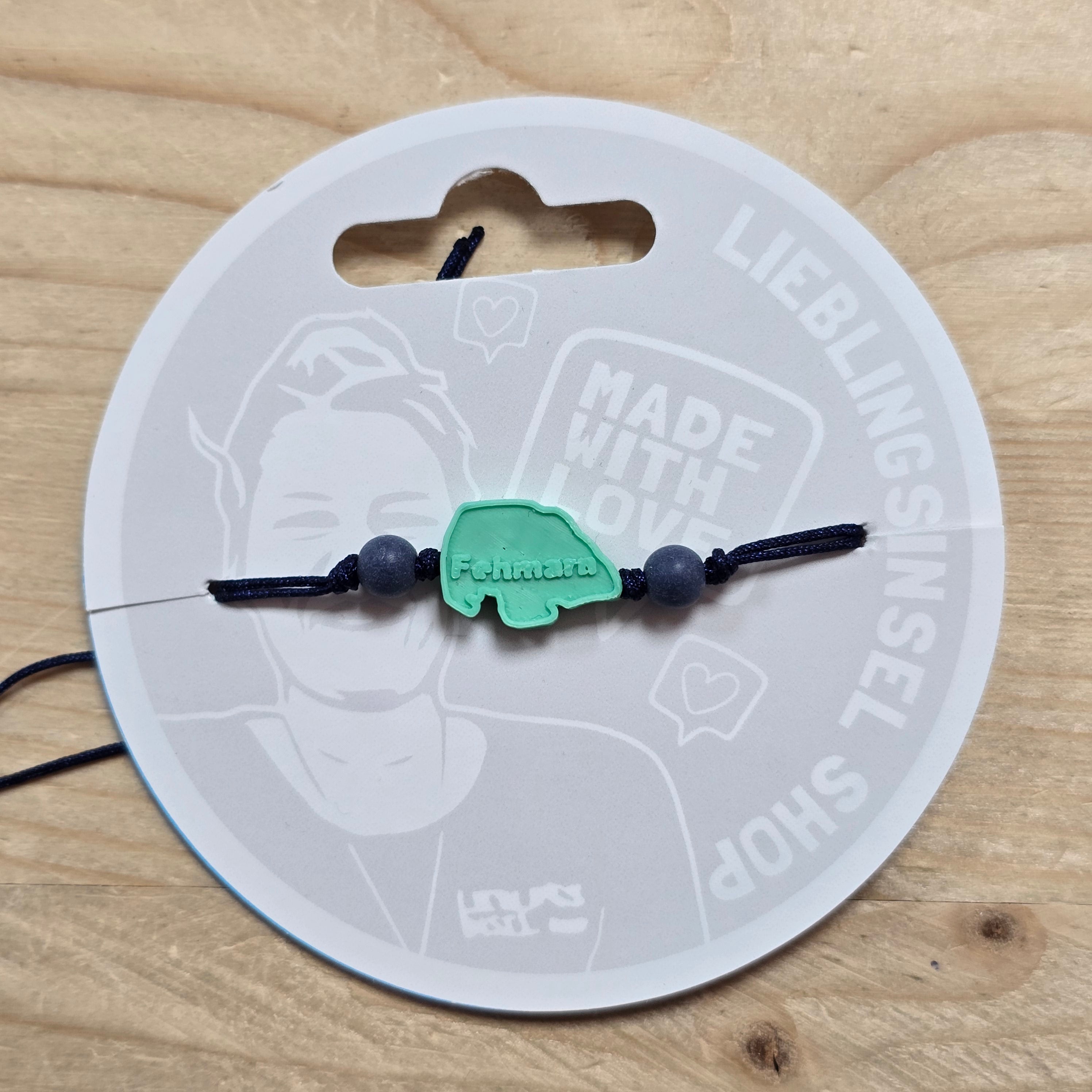 3d-Armband Insel mit Schrift Fehmarn | grün I