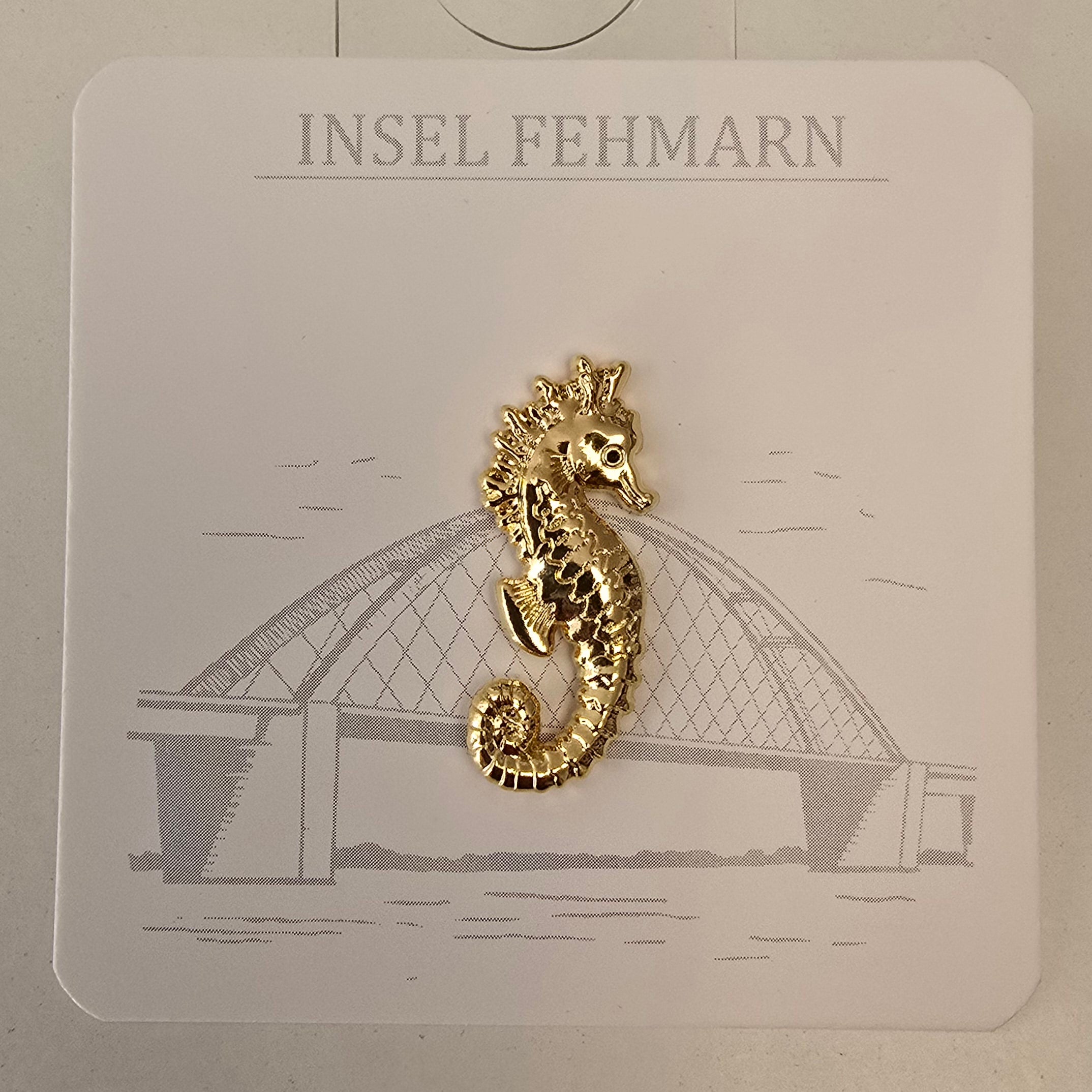 Ansteck Pin Seepferd goldfarben