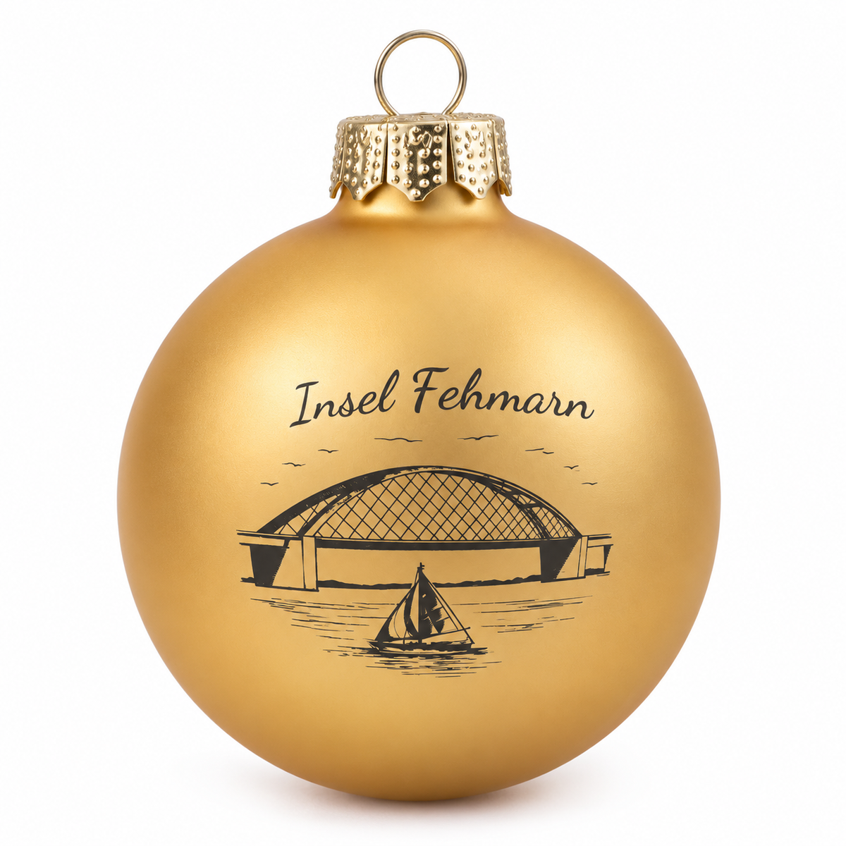 Weihnachtskugel | brokatgold | Fehmarn Brücke I